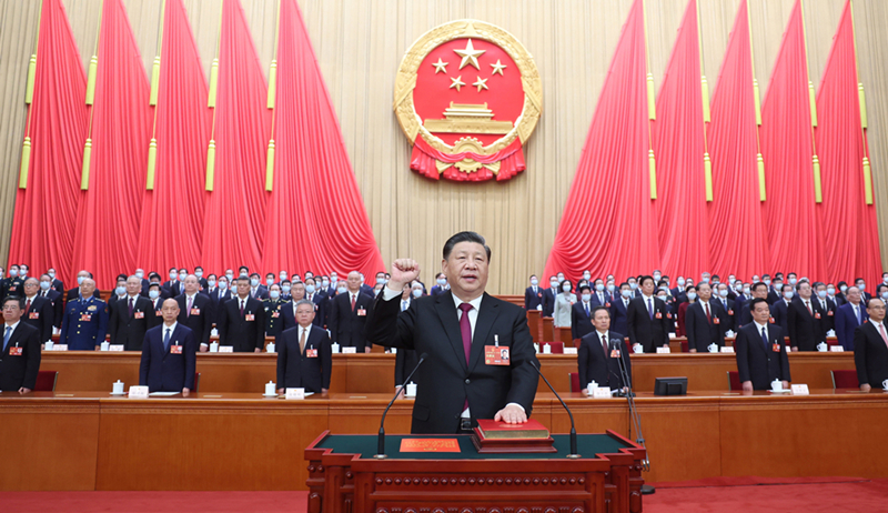 2023年3月10日，習(xí)近平進(jìn)行憲法宣誓。